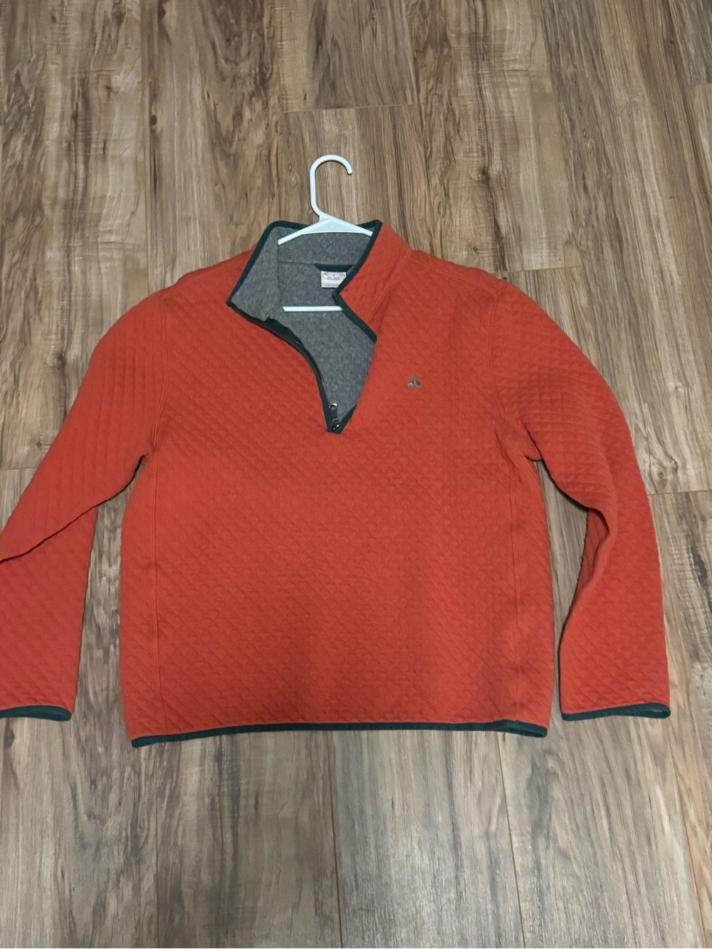 Brooks Brothers Orange Quilted Zip-Up Sweater with Dark Trim